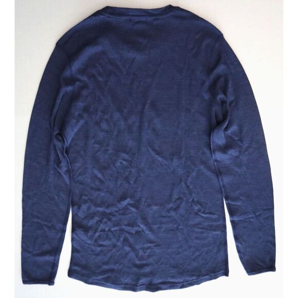 MERIWOOL Layers Men's Sz L Denim Blue L/S Crew Neck Midweight Base Layer Shirt - Picture 2 of 9